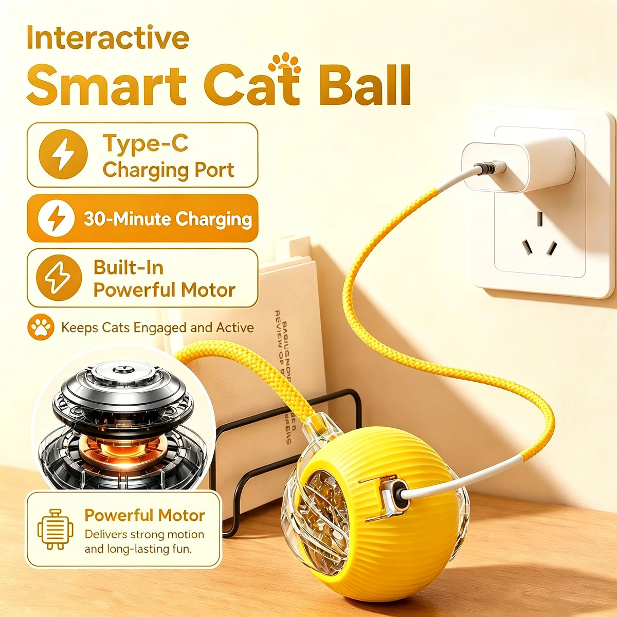 Smart Rolling Cat Ball – Self-Moving Interactive Toy