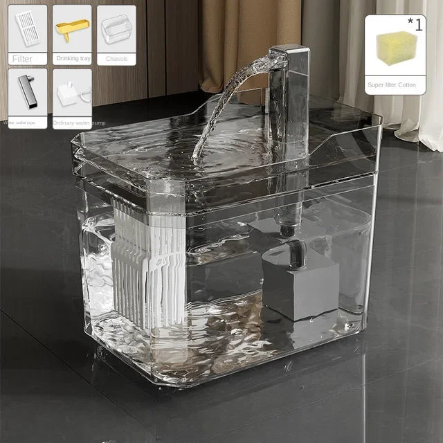 Crystal Flow Cat Water Fountain – 1.5L Auto-Filter