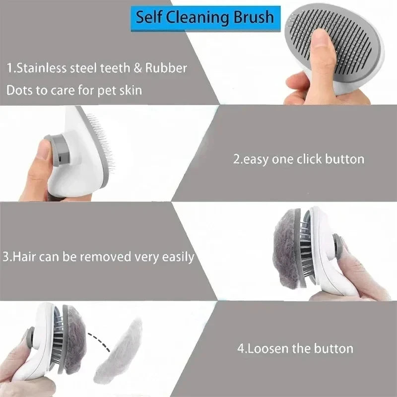 One-Click Self-Cleaning Pet Brush